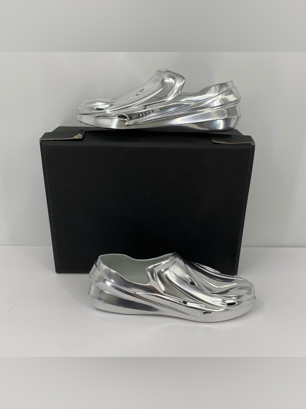 1017 Alyx 9SM Mono slide clog mule silver metallic wedge chunky sandal new 41 11